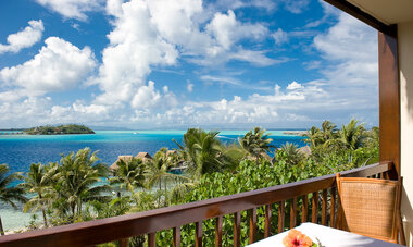 Maitai Polynesia Bora Bora Ocean View Room Take in the many colors of the Bora Bora lagoon from the verandah of an Ocean View Room.