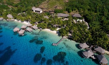 Maitai Polynesia Bora Bora overhead view Aerial view of the Maitai Polynesia Bora Bora resort