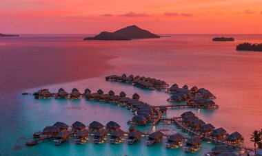 Le Bora Bora Arial view sunset