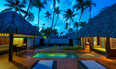 Villa with Pool at night