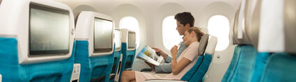 Serice à la carte couple en cabine air tahiti nui