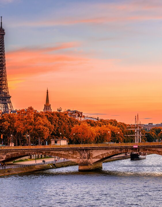 Paris with fall foliage